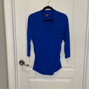 Vince Camuto Blue Fitted 3/4 Sleeve Blouse